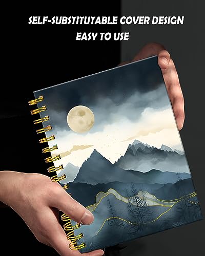 Spiral Journal Notebook for Women,A5 College Ruled Notebooks 6"x 8.4", 120 Pages Lined Journal with Premium Thick Paper,Perfect for School Office Home Gifts(abstract mountain cloud) - color: abstract mountain cloud