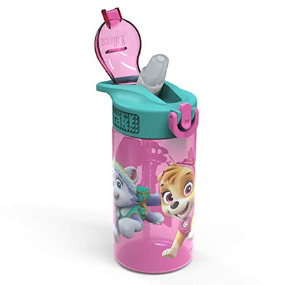 Zak Designs Kids Durable Plastic Spout Cover and Built-in Carrying Loop, Leak-Proof Water Design for Travel, (16oz, 2pc Set), Paw Patrol Skye Bottle 2pk - color: Paw Patrol Skye Bottle 2pk