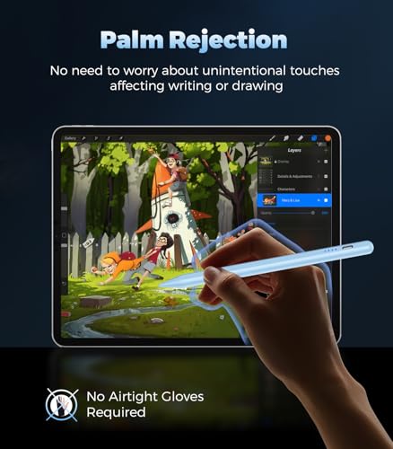 Stylus Pen for iPad(2018-2025), Pad Pencil 10th Generation with Palm Rejection & Tilt, Digital Pencil Compatible with Apple iPad 6/7/8/9/10/A16, Pro 11"/12.9"/13"/M4, Mini 5/6, Air 3/4/5/M2/M3 - Blue - color: Blue