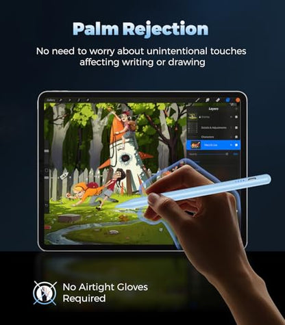 Stylus Pen for iPad(2018-2025), Pad Pencil 10th Generation with Palm Rejection & Tilt, Digital Pencil Compatible with Apple iPad 6/7/8/9/10/A16, Pro 11"/12.9"/13"/M4, Mini 5/6, Air 3/4/5/M2/M3 - Blue - color: Blue