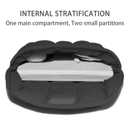 Puffy Laptop Sleeve 11-12 Inch, Soft Laptop Case, Black Set | Compatible with 11-12 Inch Macbook Pro/Air, Asus/Dell/Lenovo Laptops, Protective Carrying Bag with Cable Storage Pouch - color: Black Set, size: 11/12