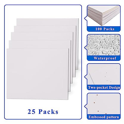 Zzrywuty 25 Packs White Two Pocket File Folders with Business Card Slot,Special Paper,Letter Size,Holds 100 Sheets for School,Office,Business - color: White-25pcs