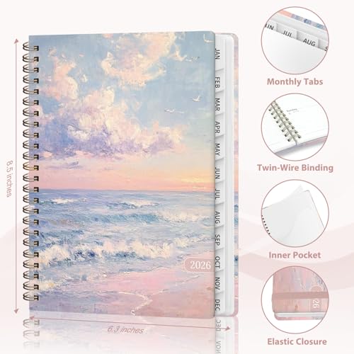 2026 Planner, Weekly and Monthly Calendar Planner Agenda, Jan 2026 - Dec 2026, Planning Academic Book, Office Desk Accessories and School Supplies - A5 (6.3'' x 8.5'') - color: D-Pink Sunset