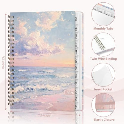 2026 Planner, Weekly and Monthly Calendar Planner Agenda, Jan 2026 - Dec 2026, Planning Academic Book, Office Desk Accessories and School Supplies - A5 (6.3'' x 8.5'') - color: D-Pink Sunset