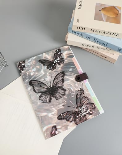 Cute Expanding File Folder - 5 Pockets Accordion Document Organizer, Waterproof Poly Plastic, A4/Letter Size for School Office Home - Butterfly Black - style: Butterfly Black