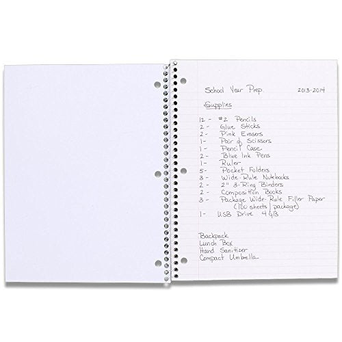 Mead Spiral Notebook, 1 Subject, Wide Ruled Paper, 70 Sheets, 10-1/2" x 7-1/2", Assorted Color (05510) (Pack of 2)