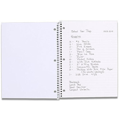 Mead Spiral Notebook, 1 Subject, Wide Ruled Paper, 70 Sheets, 10-1/2" x 7-1/2", Assorted Color (05510) (Pack of 2)