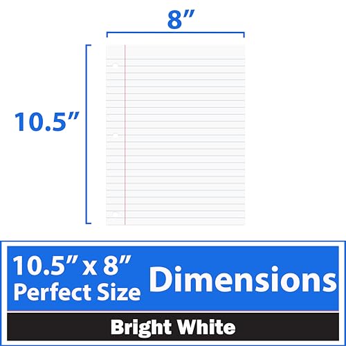 Loose Leaf Paper College Ruled Notebook Paper College Ruled Lined Writing Filler Paper 10.5” x 8” 7200 Sheets 200 Sheets Per Pack 60 gsm (36 Pack) - size: 36 Pack