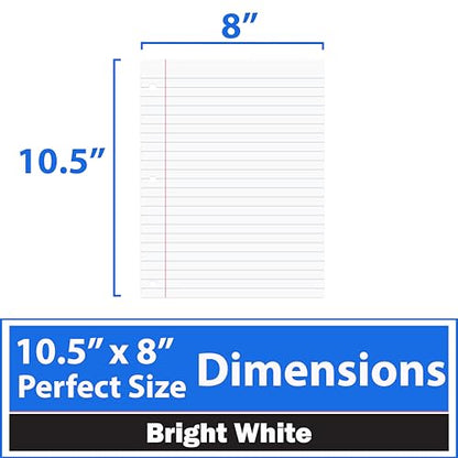 Loose Leaf Paper College Ruled Notebook Paper College Ruled Lined Writing Filler Paper 10.5” x 8” 7200 Sheets 200 Sheets Per Pack 60 gsm (36 Pack) - size: 36 Pack
