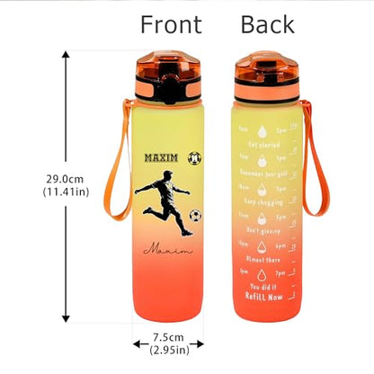 Personalized Water Bottles for Sports Lovers | Custom Name Silhouette Gradient Plastic Gym Bottle | Birthday Sports Gifts for Athletes