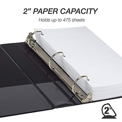 Samsill Durable 2 inch 3 Ring Binder, D Ring Binder, 100% Recycled Chipboard, Black - color: Black, size: 1 Pack, style: 2 Inch