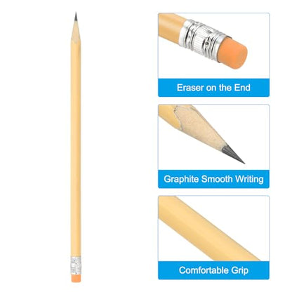 PATIKIL Round Pencils, 48 Pack HB Graphite Pencils with Eraser Wood Pencils Cute Pencil for Classroom Teacher Office Supplies, Orange - color: Orange