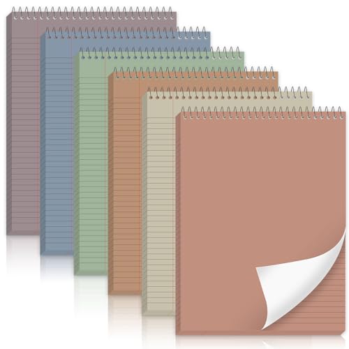gisgfim 6 Pcs Boho Top Bound Spiral Notebooks 8.5" x 11" College Ruled Aesthetic Legal Pad Top Spiral Steno Pads Colored Paper Assorted Covers Spiral Notebook for Writing School Office Supplies - color: Boho