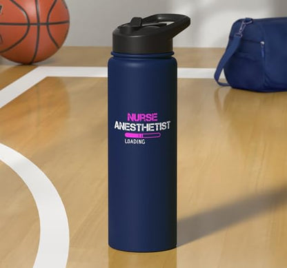 nurse anesthetist loading - future crna nursing student Stainless Steel Insulated Water Bottle - color: Navy Blue