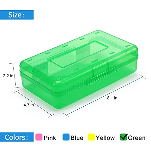 Tamaki 1 Pack Plastic Pencil Box Large Capacity, Green | Clear Boxes with Snap-tight Lid Stackable Design and Stylish Office Supplies Storage Organizer - color: Green