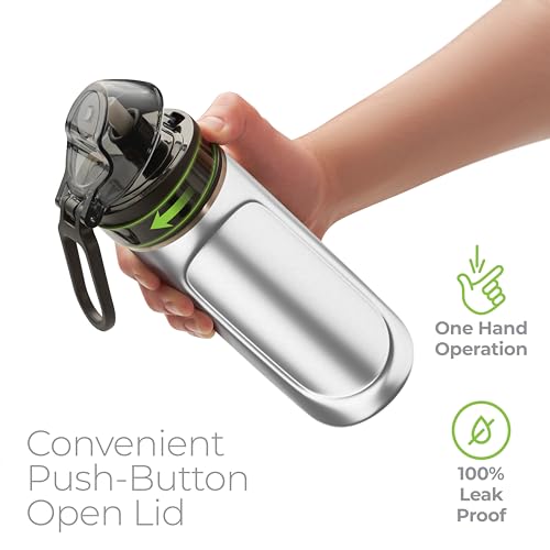 SipX Insulated Water Bottle, Water Bottle with Straw Lid, 18 oz Triple Insulated Stainless Steel, Leakproof, BPA-Free, Slim Durable Metal Bottle for School, Gym & Office, Stainless - color: Stainless