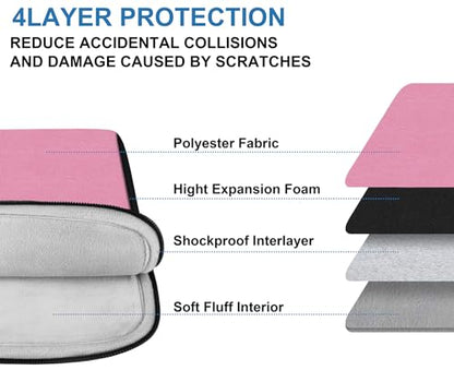 Laptop Case 15.6 inch, Travel Laptop Sleeve Bag Handbag Shockproof Protective Computer Cover Carrying Bag Briefcase for 15" 15.6" HP Asus Acer Dell Lenovo Laptop Notebook Ultrabook, (Black/Pink) - color: Pink, size: 15.6 inch