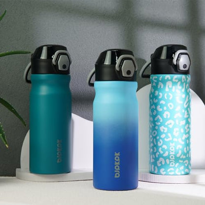 BJPKPK Water Bottle with Straw 18oz Insulated Water Bottles Reusable Stainless Steel Metal Thermal Flask with Leak Proof Lockable Lid and Carry Handle,Sky - color: A-Sky, size: 18 Ounces