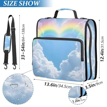 Rainbow Zipper Binder with Shoulder Strap & Handle for Easy Carry, 1.5 Inch 3-Ring Binder for School, Expansion Panel and Expanding File