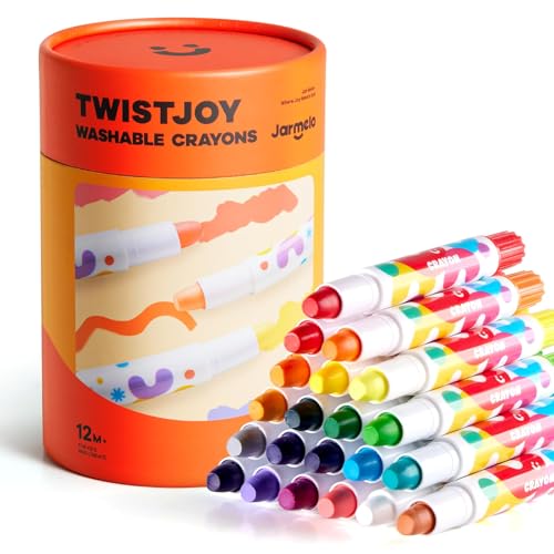 Jar Melo 유아용 점보 크레용, 24가지 색상 TwistJoy 세척 가능한 크레용 | 매우 실키하고 무독성이며 잡기 쉽고 아기에게 안전함, 어린이 선물, 신학기 - style: 24가지 색상