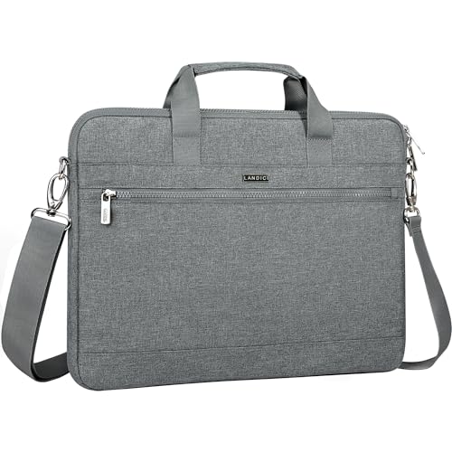 LANDICI 360° Protective Laptop Bag Case 15.6-16 Inch with Shoulder Strap, Waterproof Computer Sleeve Cover for MacBook Pro 16, Acer HP Lenovo Dell ASUS Laptop, Slim Briefcase for Men Women, Grey - color: Grey, size: 15.6-16 Inch