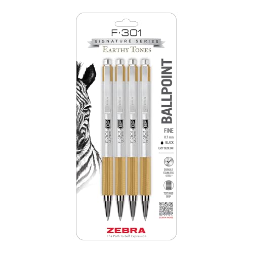 Zebra Pen F-301 Signature Series Ballpoint Pen, Black, 0.7mm, 4-Pk (27254) - color: Black Ink E