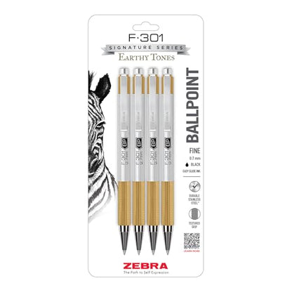 Zebra Pen F-301 Signature Series Ballpoint Pen, Black, 0.7mm, 4-Pk (27254) - color: Black Ink E