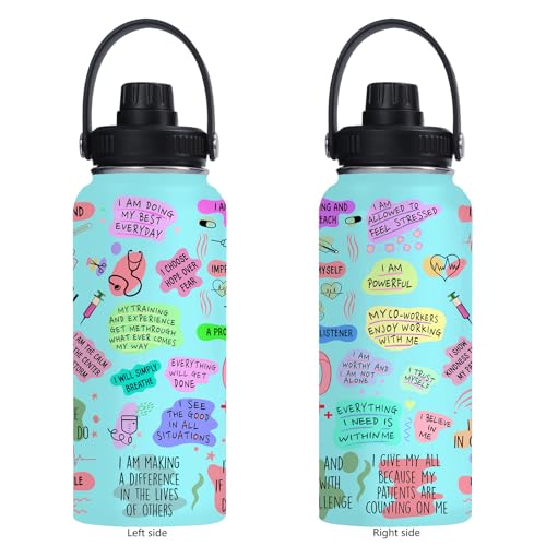 Nurse Water Bottle 32oz Stainless Steel Insulated with Lid, Nurse Gifts for Female Nurses, Medical Staff Inspiration Gifts for Nursing Students, Graduation Christmas Birthday Nurse Week - color: Nurse