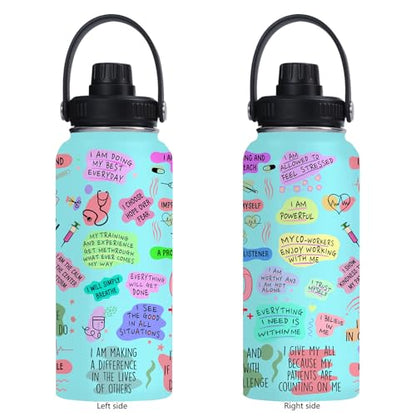 Nurse Water Bottle 32oz Stainless Steel Insulated with Lid, Nurse Gifts for Female Nurses, Medical Staff Inspiration Gifts for Nursing Students, Graduation Christmas Birthday Nurse Week - color: Nurse