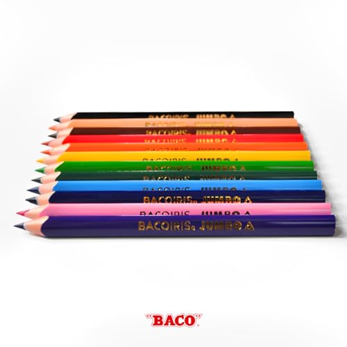 BACO JUMBO Triangular Coloured Pencils Tip 33 mm Rainbow 24 Pieces