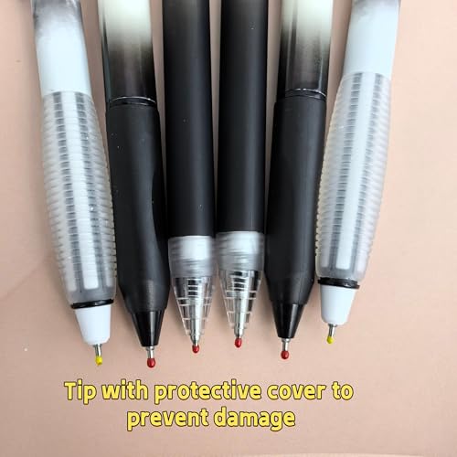 Fengtaiyuan Retractable Gel Pens, 0.5mm Black Ink ST Fine Point, Quick Dry No Smudge 3 Styles (Silent Click/Ergonomic Triangular Grip) for School Office Exam Note Taking, 6 Pack - color: BlackFGTWP6