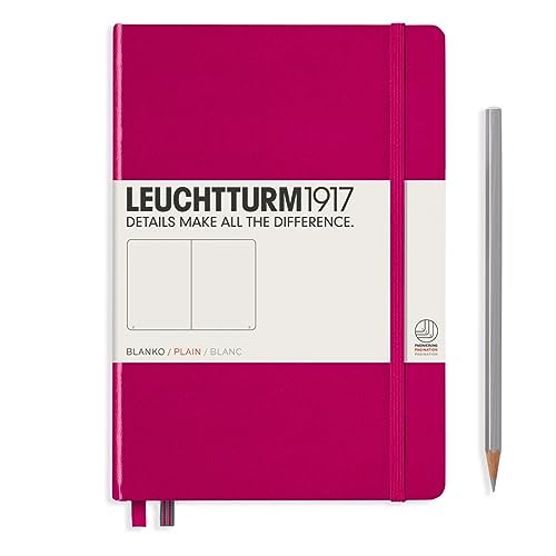 LEUCHTTURM1917 - Notebook Hardcover Medium A5-251 Numbered Pages for Writing and Journaling (Berry, Plain) - color: Berry, style: Plain