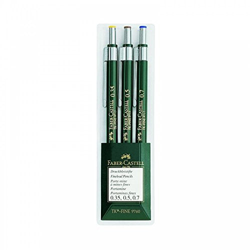 Faber-Castell TK-Fine-9713 Mechanical Pencils Wallet of 3-0.35, 0.5, 0.7mm - style: Druckbleistifte Set