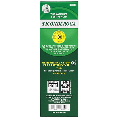 Ticonderoga Beginner Wood-Cased Pencils, 2 HB Soft, Yellow, 12 Count (X13080)
