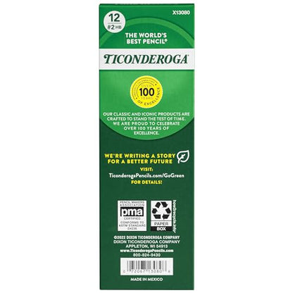 Ticonderoga Beginner Wood-Cased Pencils, 2 HB Soft, Yellow, 12 Count (X13080)