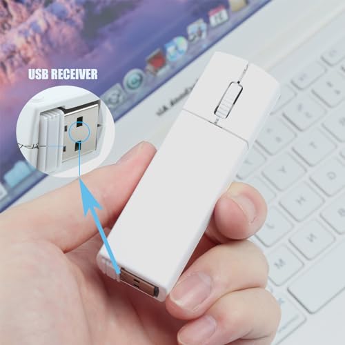 elec Space Wireless Mini Finger Mouse - Silent Dual-Mode Bluetooth & 2.4GHz, Ergonomic Portable PC Mice with Case, Compatible with MacBook and Chromebook - color: White