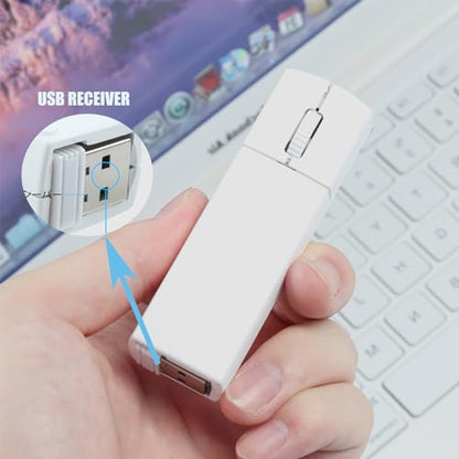 elec Space Wireless Mini Finger Mouse - Silent Dual-Mode Bluetooth & 2.4GHz, Ergonomic Portable PC Mice with Case, Compatible with MacBook and Chromebook - color: White