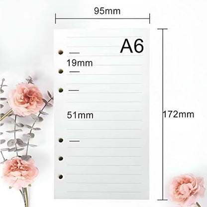 A6 Refill Paper,3 Pack Loose Leaf Paper,6-Holes Inserts Blank Filler Paper Leather Journal Notebook Refillable Paper for 6 Ring Refillable A6 Binder Notebook Planner (135 Sheets 270 Pages)