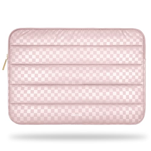 Vandel Puffy Laptop Sleeve Case, 13-14 inch Laptop Sleeve Bag Case 13.3 Inch, Compatible with MacBook Air/Pro 13/Pro 14/iPad Pro 12.9, HP Dell ASUS Computer Bag Cover, Checker Pink - color: c. Checker Pink
