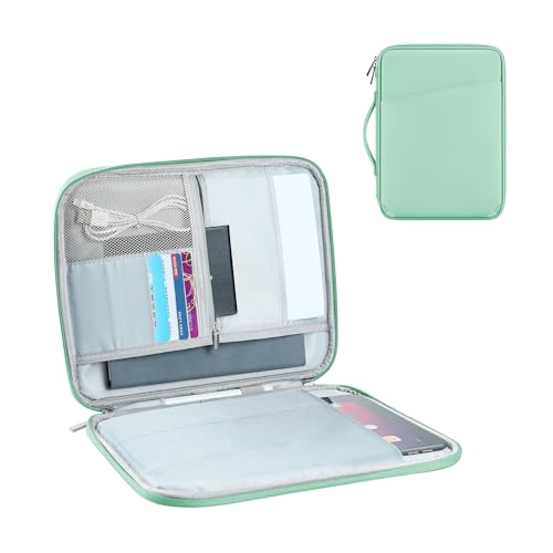9-11 Inch iPad Sleeve Tablet Sleeve, iPad Pouch, Samsung Galaxy Tab Case, Surface Go 3/2/1 Keyboard Case, with Pockets for Accessories (PU-Mint Green, 11 inch) - color: PU-Mint Green, size: 11 inch