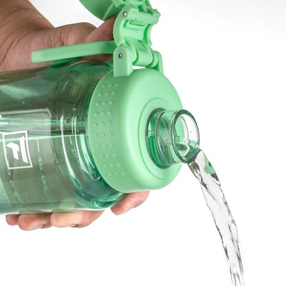 Fanhaw 32 oz Clear BPA-Free Tritan Water Bottle with Fast-Flow Spout Lid, BPA-Free & Leak-Proof Wide-Mouth Reusable Bottle for Gym, School & Office, Back to School Essentials (Glow Green) - color: Glow Green, style: 32 Ounces