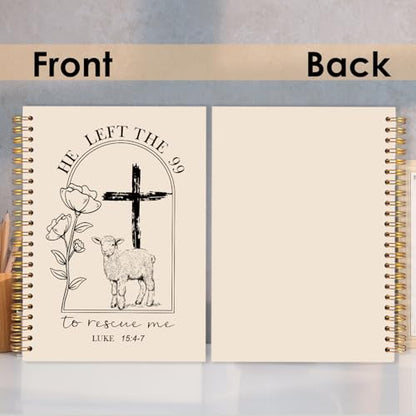 Christian Jesus Spiral Bible Notebook for Women,Christian Gifts,He Left the 99 to Rescue Me Lamb Journal, Jesus Christian Gifts for Women, Prayer Journal for Women,A5 Spiral Hardcover 5.5x8.3 - color: Christian Jesus