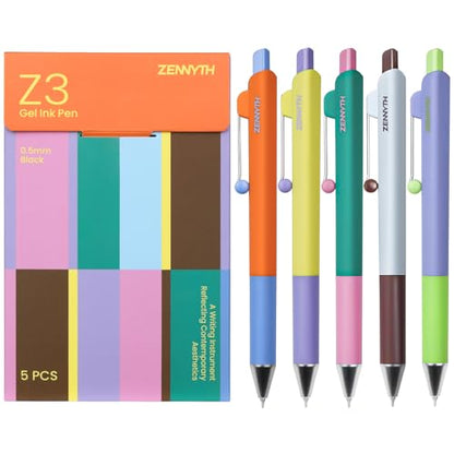 Ddaowanx Gel Pens,5Pcs Fine Point Smooth Writing Pens,0.5mm Black Ink for Journaling,Writing,Note Taking,Office School Supplies,Aesthetic Desk Accessories for Women - color: Contrast