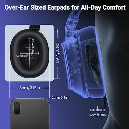 Headset with Microphone for PC, USB Computer Headsets AI-Powered Environmental Noise Cancelling Headphone with Busylight, Mic Mute Boom & Volume Control, Wired Over-Ear Headset for Laptop/Work/Office