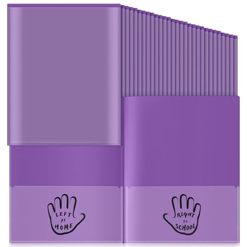 48 Pack Take Home Folder Parent Teacher Communication Folders -Heavy Duty Plastic 2 Pocket Homework Folder, Letter Size School to Home Classroom Supplies for Teacher Student Back to School(Purple) - color: Purple