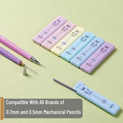 Mr. Pen- 0.5 & 0.7 mm Lead Refills for Mechanical Pencils, 12 Pack, 720 pcs | 60 pcs per Tube, Black, HB & 2B Graphite Lead, Standard Mechanical Pencil Refills for Drawing and Sketching