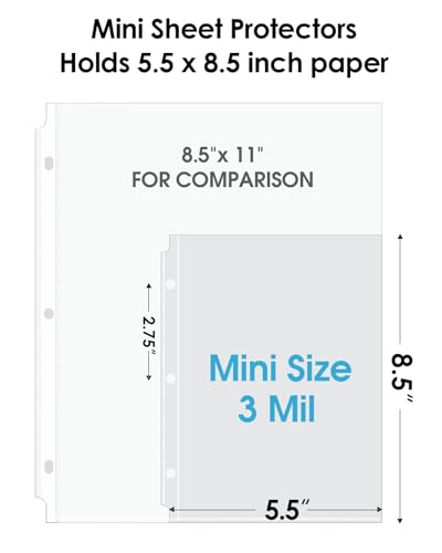 KTRIO Sheet Protectors 5.5 x 8.5 for Mini Binder 100 Pack, Heavyweight | Clear Half Letter Page Protectors, Heavy-Duty Acid-Free Paper Sleeves, 3-Hole Punched, Top Loading for Office, School, Home