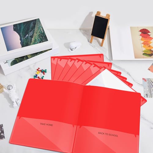 Henoyso 400 Pcs Take Home Folders 2 Inside Pockets, Parent Teacher Communication Folder for Students Homework with Clear Front Pocket Heavy Duty, School Classroom Supplies, 11.8 x 9.45 Inch (Red) - color: Red