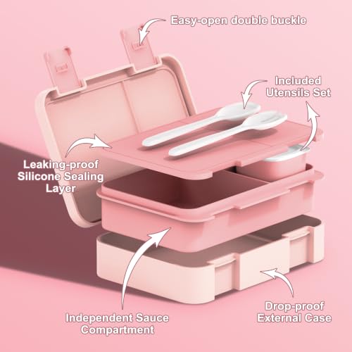 Bevalsa Backpack for Girls, Bow Bookpack with Bento Lunch Box, Insulated Bag & Utensils, 34oz Lunch Containers School Bags Set for Children Teens Kids Elementary Middle school Student (Pink) - color: Pink