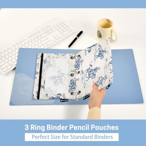 Pencil Pouch for 3 Ring Binder Cowboys on Horseback Zipper Binder Pouches Bags Pen Holder Case with Clear Window 2 Pack for School Office Supplies - color: Cowboys